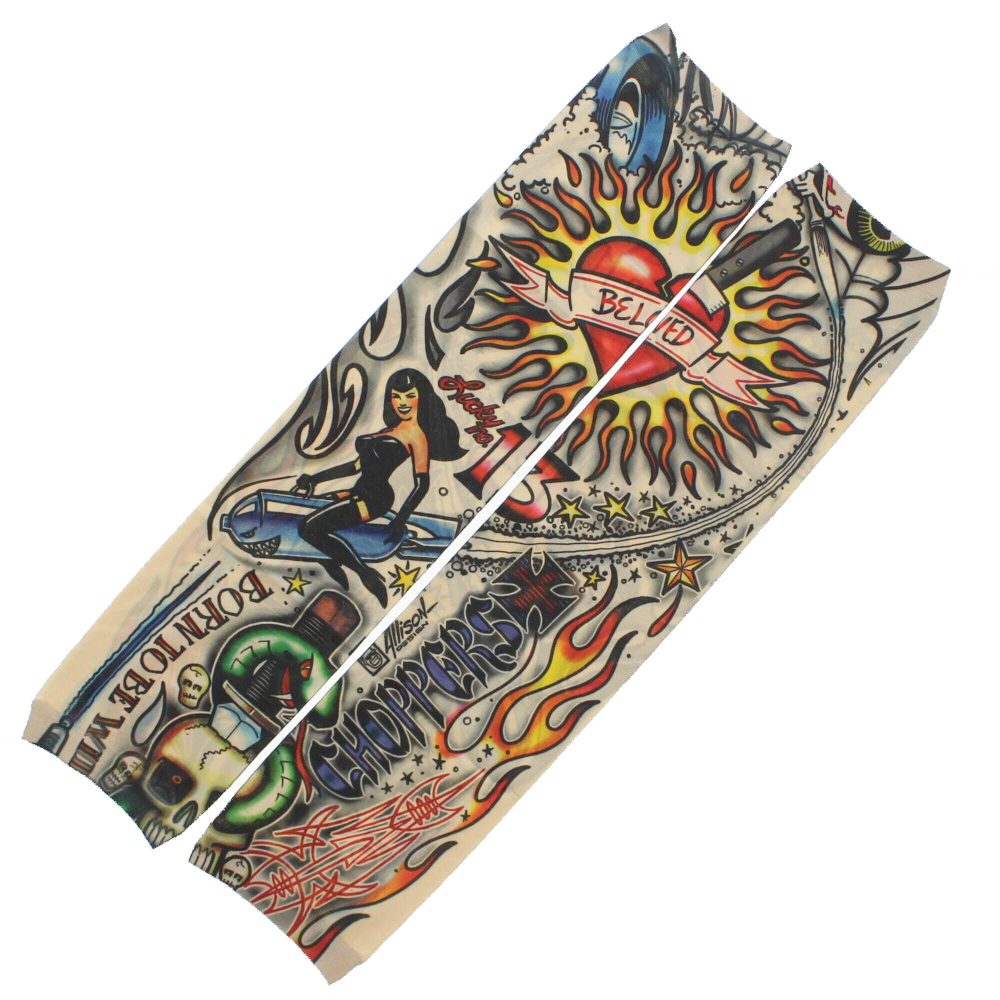Zac's Alter Ego - Slip On Temporary Tattoo Sleeve - Flaming Beloved Heart - Per 1 Kostümarmzubehör - Mehrfarben